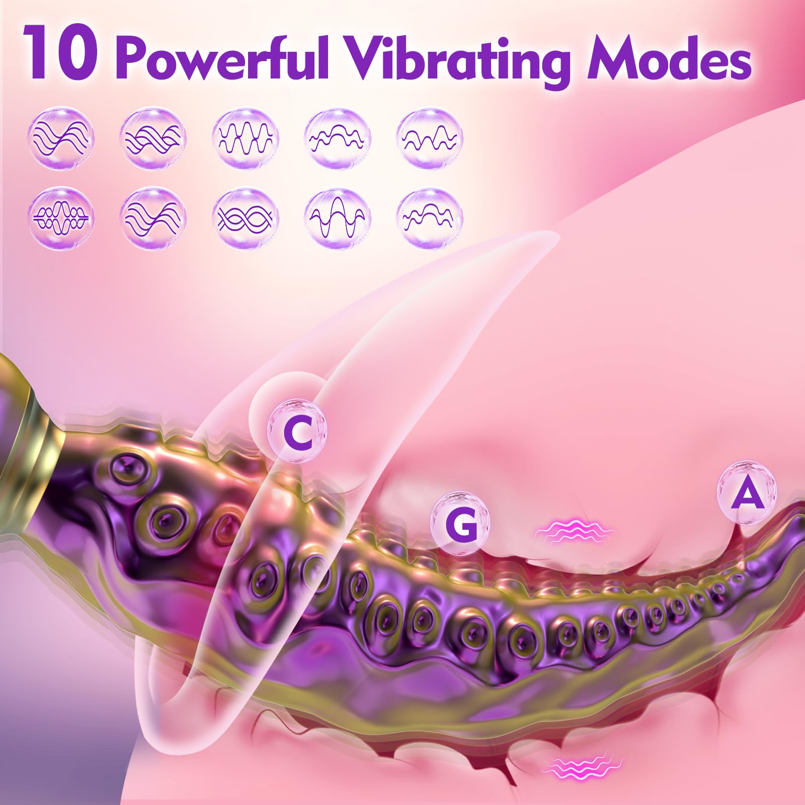 Realistic Tentacle Vibrator Sex Toys - 8.6âVibrating Monster Dildo Adult Toys with 10 Vibrating Modes for Anal Vagina Nipple Stimulation, Silicone Octopus Dildo Sex Toys for Women Couples Pleasure