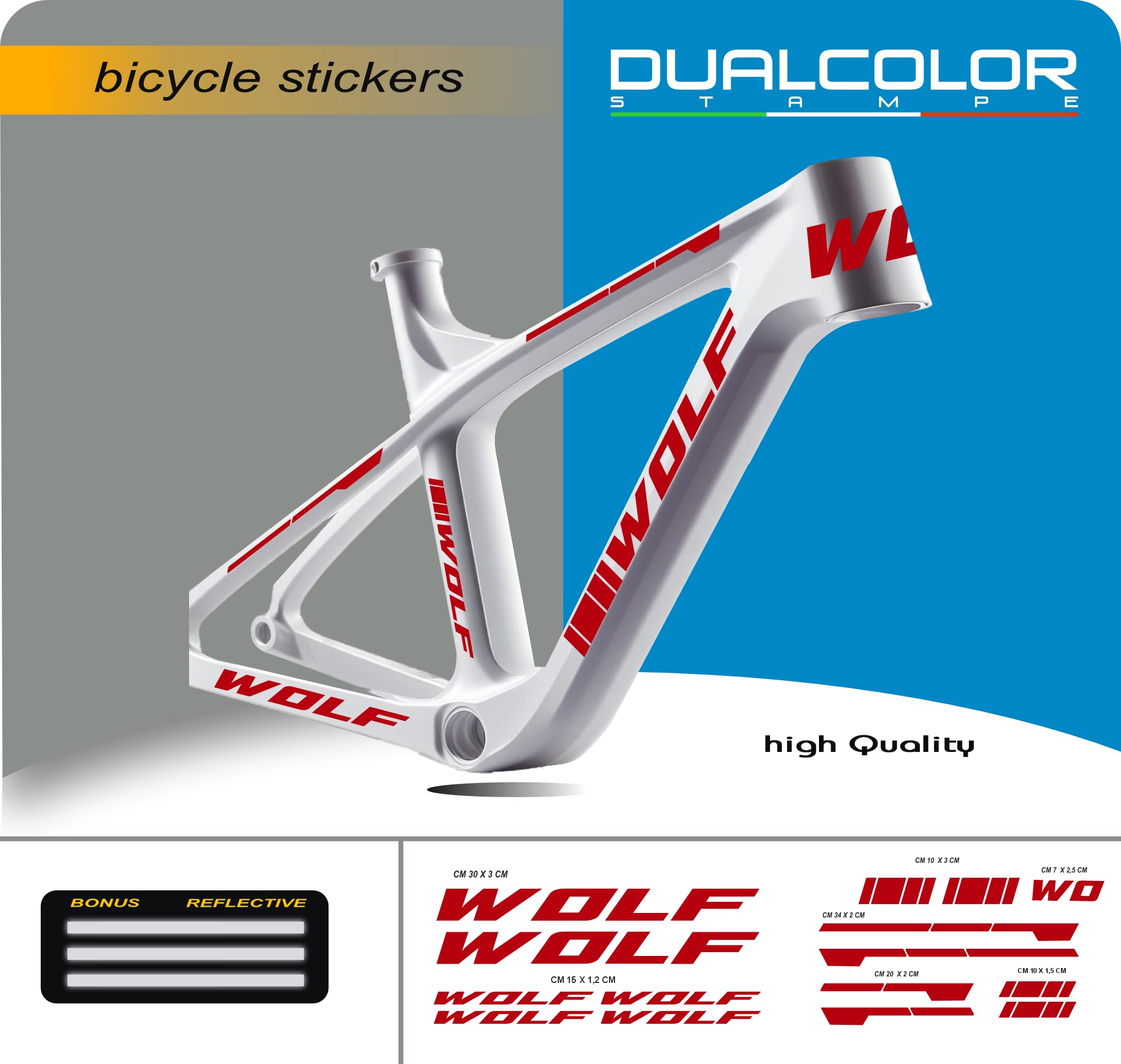 Set 15 Adesivi Stickers Decal Telaio Bici Bicicletta Kit adesivi telaio MTB BDC Universale Protezione COD. B0189 (ROSSO 31)