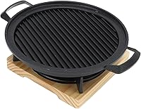 Vista 1 de BORDSTRACT Parrilla para barbacoa al aire libre, parrilla de barbacoa con placa de parrilla extraíble, base de madera, estufa de mesa de aluminio
