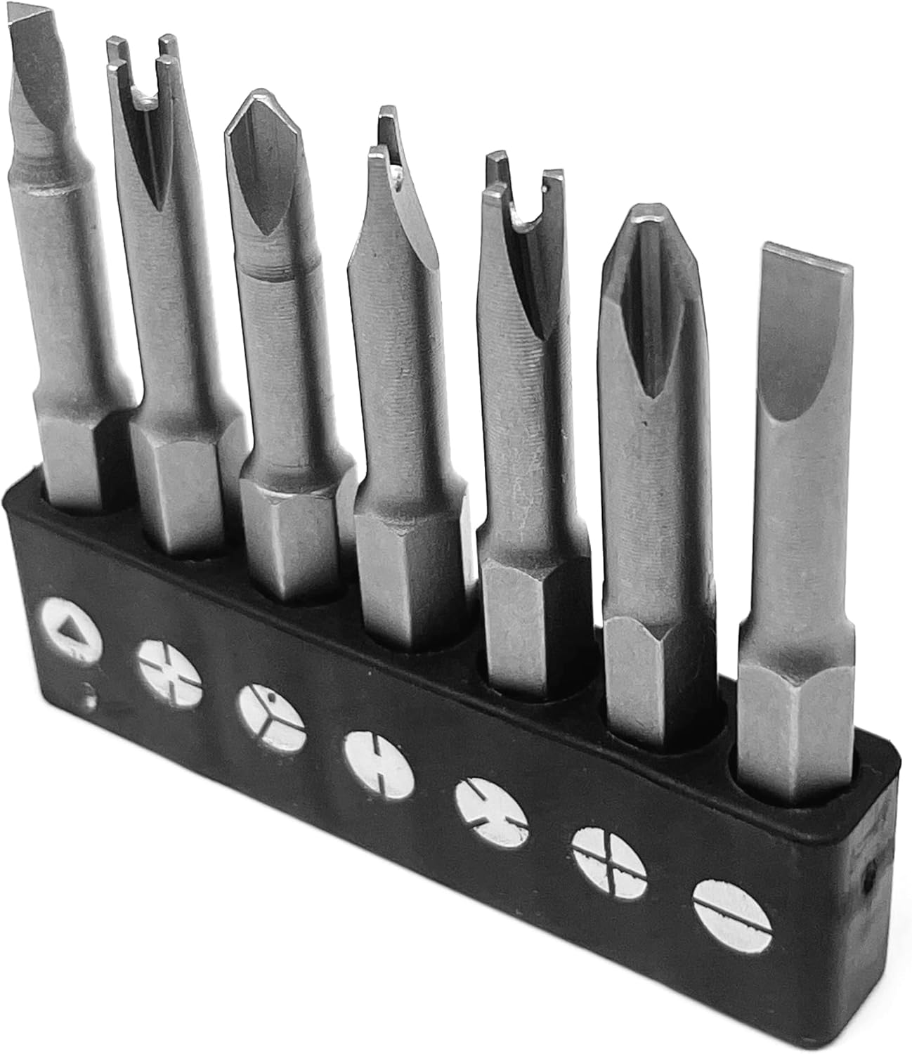 Special Shape Screwdriver Insert Bit Set Phillips Slotted U-Shape Y-Type Triangle Inner Cross 3-Points Durable CR-V Steel 2" Long Shank with Standard 1/4" Hex Drive