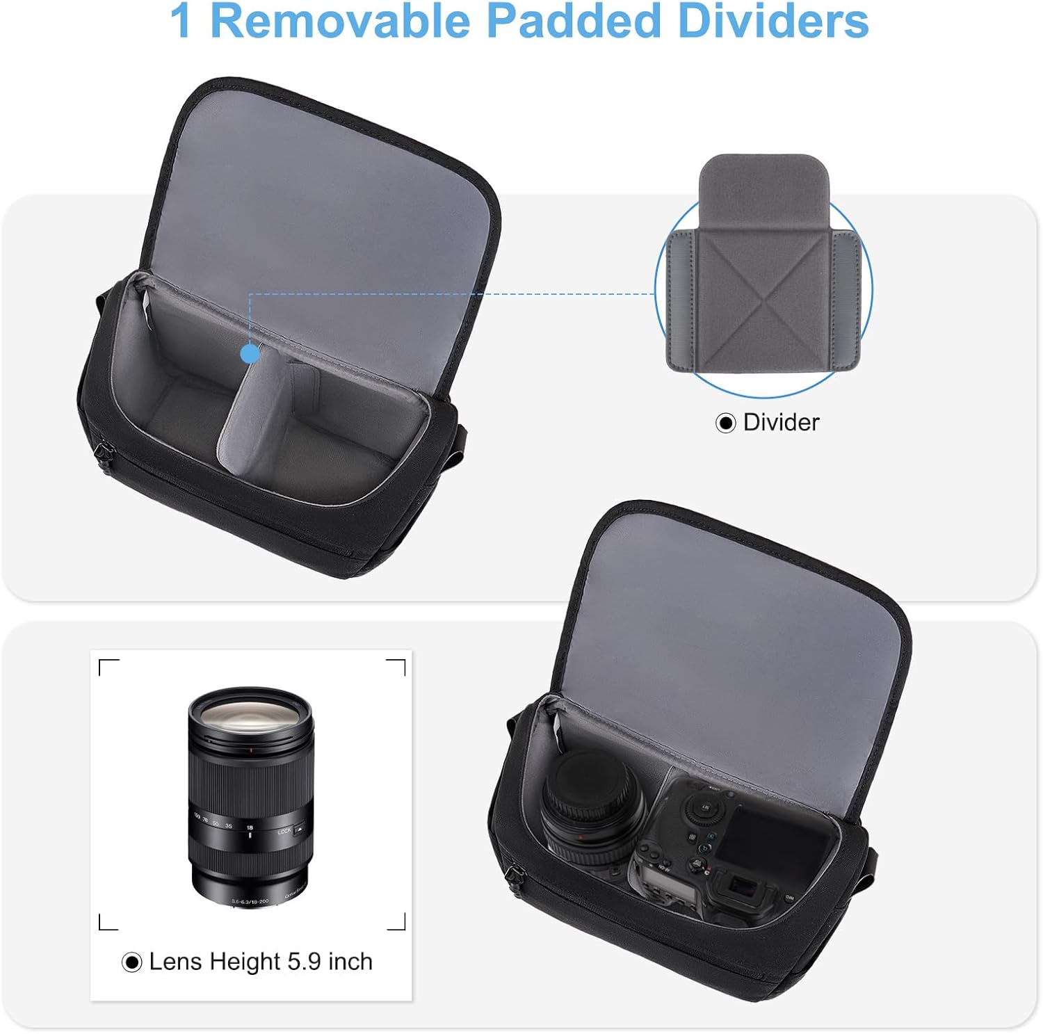 MOSISO Camera Bag for Photographers, Small Crossbody Shoulder Bag for DSLR/SLR/Mirrorless Cameras, Padded Flap Honeycomb Camera Case with Rain Cover, Photography Purse for Canon/Nikon/Sony, Black - Image 2