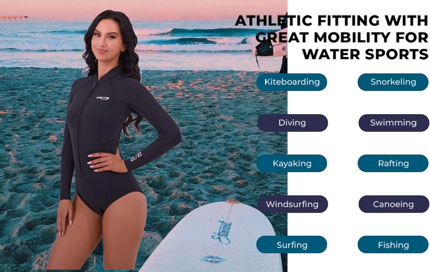 MWTA Women Shorty 2.0mm Neoprene Wetsuits Front Zipper for UV Protection Surfing Diving Snorkeling Kayaking etc Water Activities - Image 5