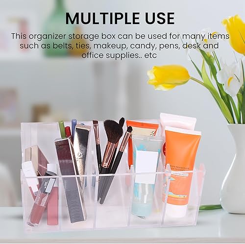 Miniatura 5 de Organizador de cinturón de acrílico transparente con 5 compartimentos, almacenamiento versátil de armario y soporte para cinturones, corbatas y