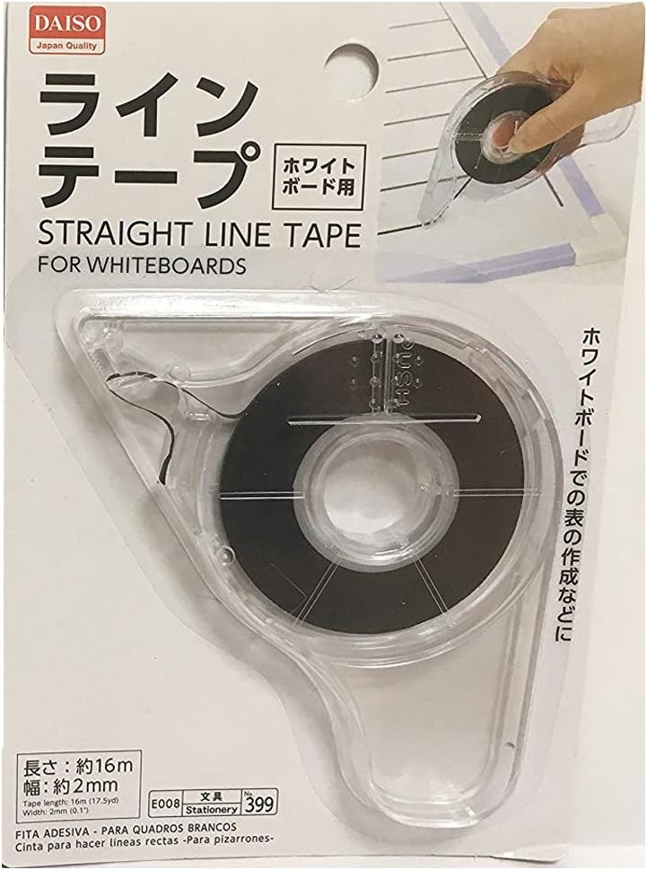 Daiso Japan Black Line Tape for Whiteboard 2mm x 16m