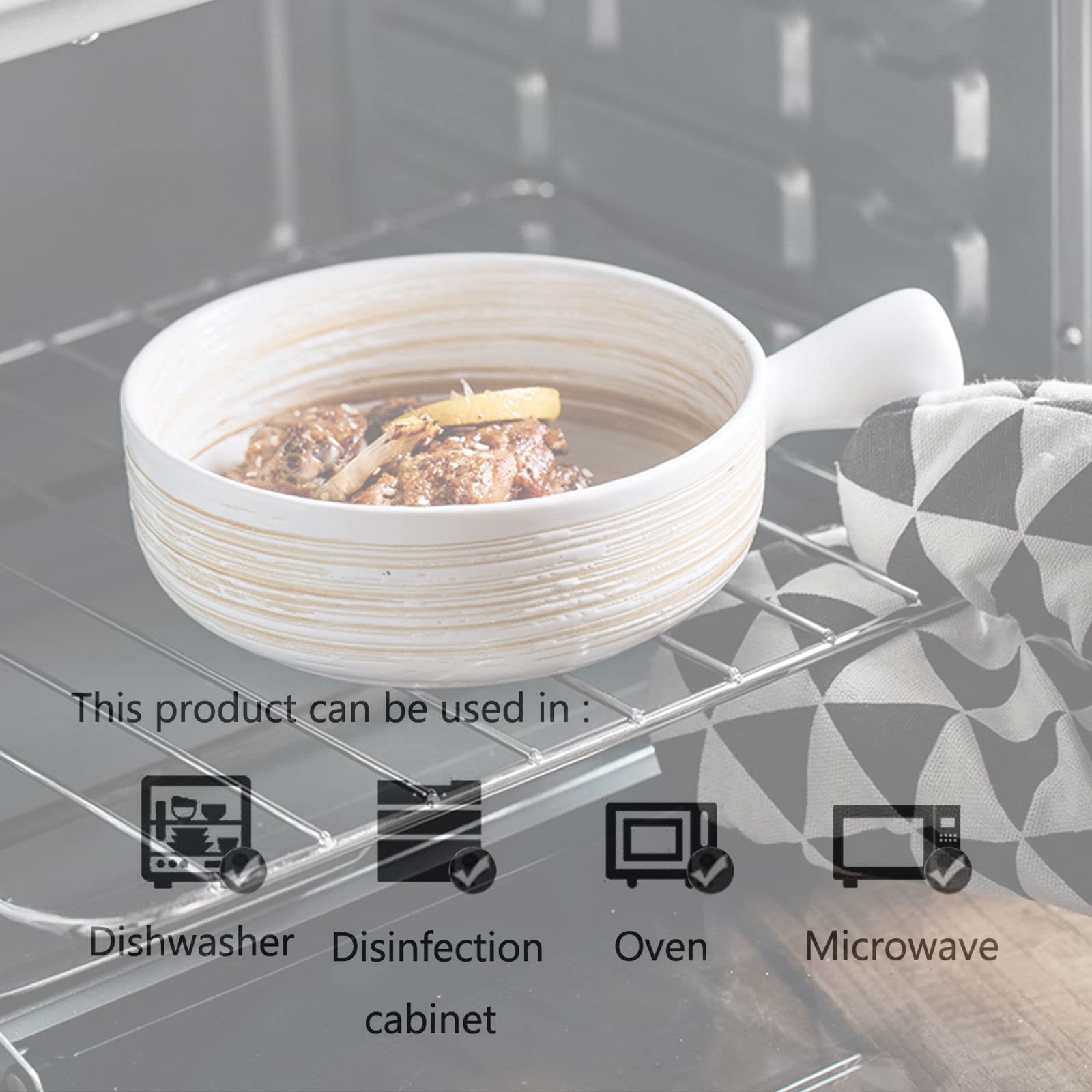 Lasagneform groß tief, Suppenschüssel aus Keramik mit Griff 600 ml, kleine Auflaufform für den Ofen rund aus Keramik, runde Auflaufform aus Steingut klein, Lasagneform au(Blu)