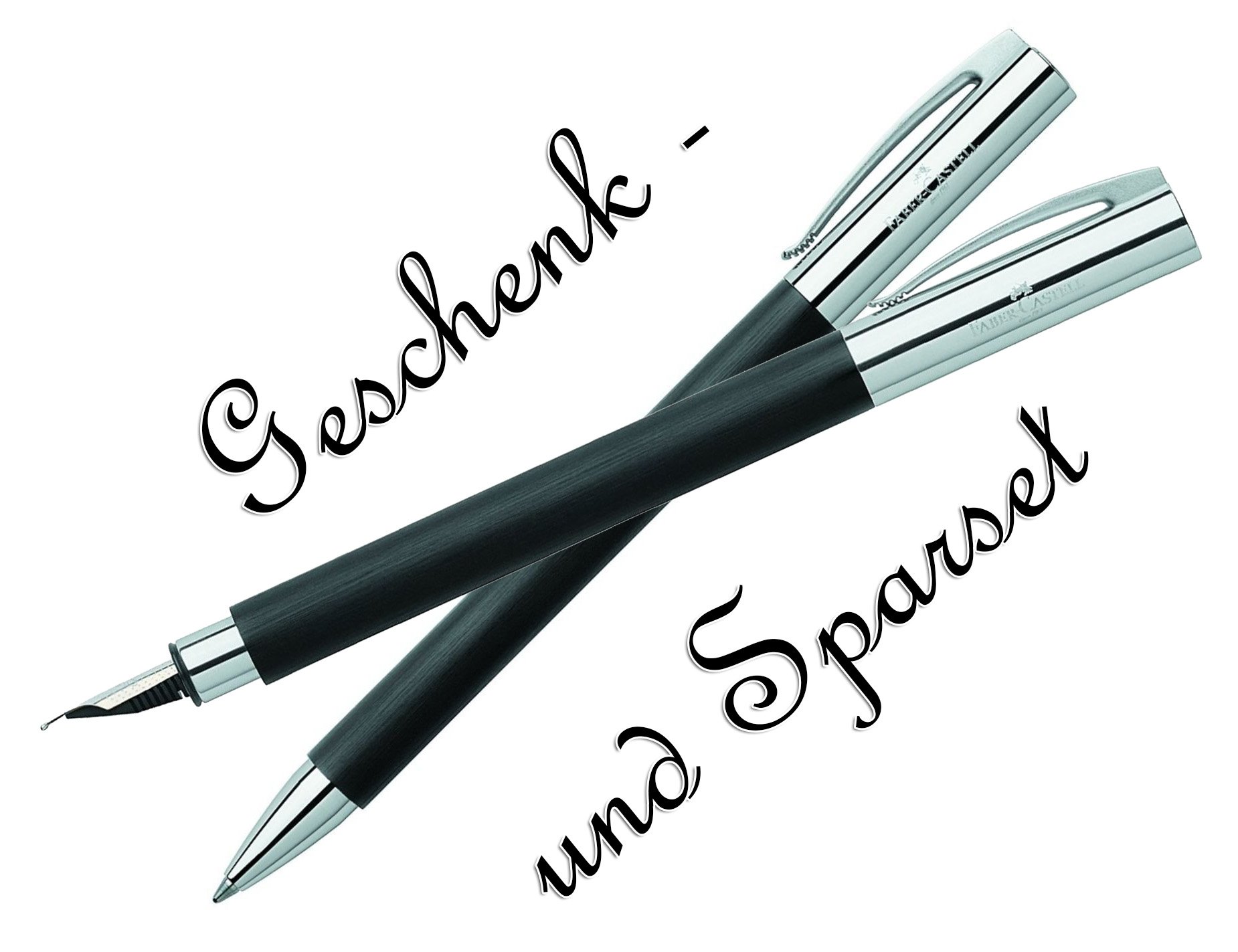 Faber Castell AMBITION Edelharz Kugelschreiber + Füllfederhalter [schwarz] Spar/-Geschenk Set inkl. Geschenkverpackung