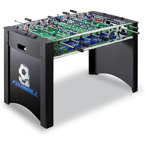 Hathaway Playoff 48 inch Foosball Table for Family Game, Arcade or Rec Rooms - With Smooth Playfield, Dual Abacus Scoring, Auto Ball Return, Sturdy Leg Levelers & Foosball Balls – Black & Green