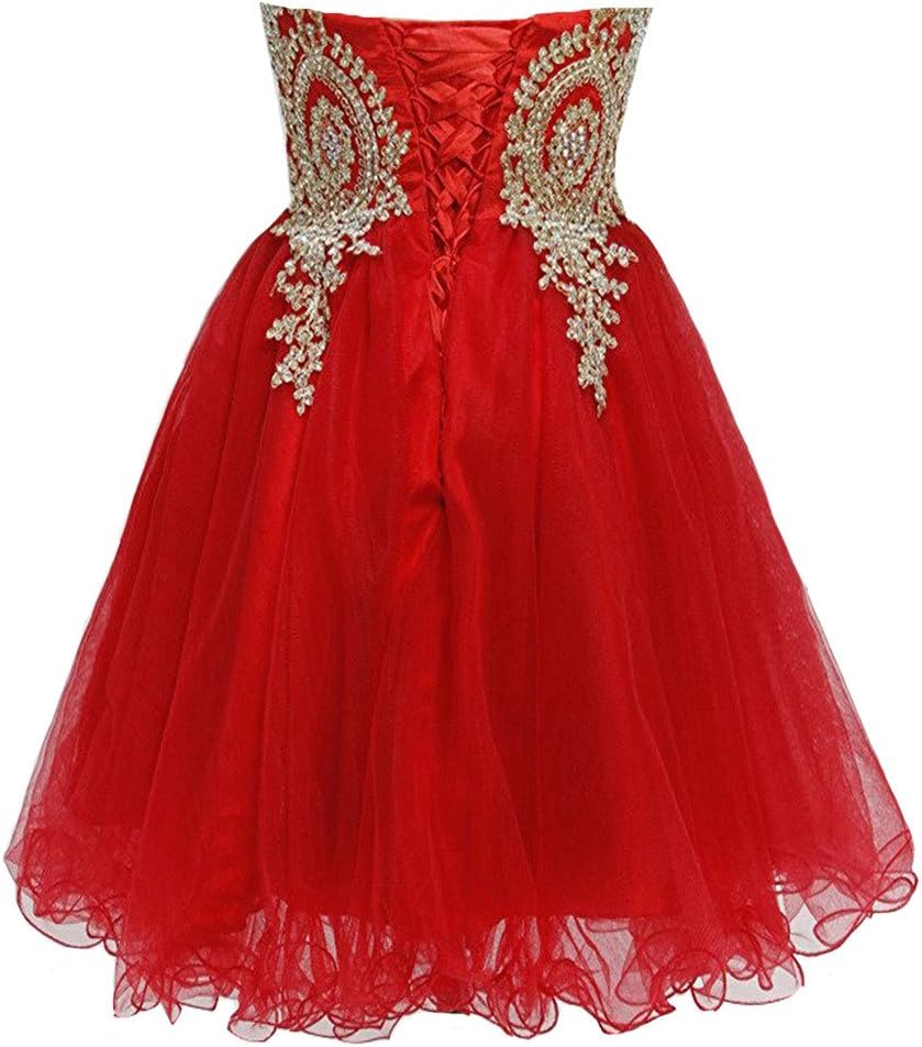 Lemai Short Tulle Gold Lace Crystals Corset Prom Homecoming Cocktail Dresses