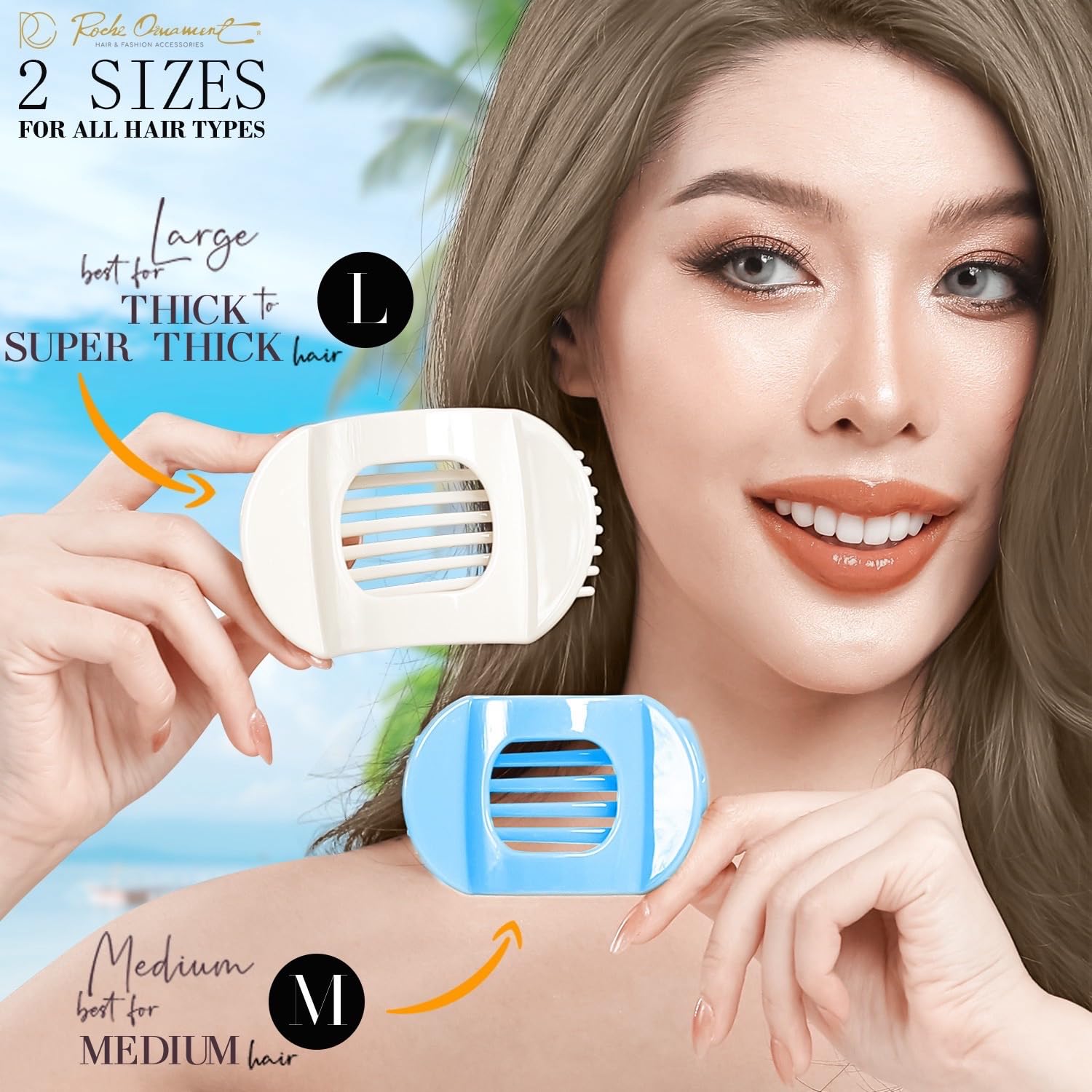 RC ROCHE 6 Pcs Flat Claw Hair Clips for Women Thick Hair French Round Duckbill Square Secure Strong Hold Grip Clamps Barrettes Curved No Slip No Crease Plastic Styling Cute - Image 4