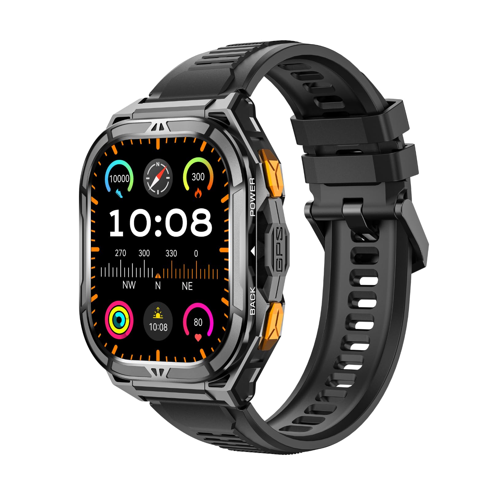 2025 GPS Sports Smart Watch for Men & Women, 1.96" AMOLED Display Fitness Tracker with Heart Rate, Blood Oxgn, Sleep Monitor, 100+ Sports Modes, Waterproof 5ATM, Compatible with Android & iOS (Black)