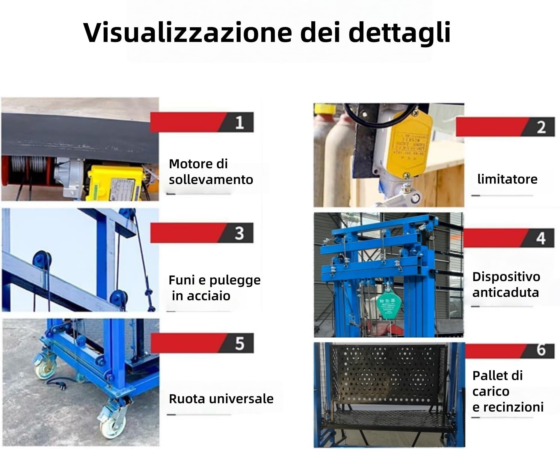 Ponteggio elettrico potenziato con portata di 500 kg, piattaforma elevatrice mobile per carichi pesanti, per lavori edili interni ed esterni in officine e magazzini (altezza di sollevamento 5 metri)