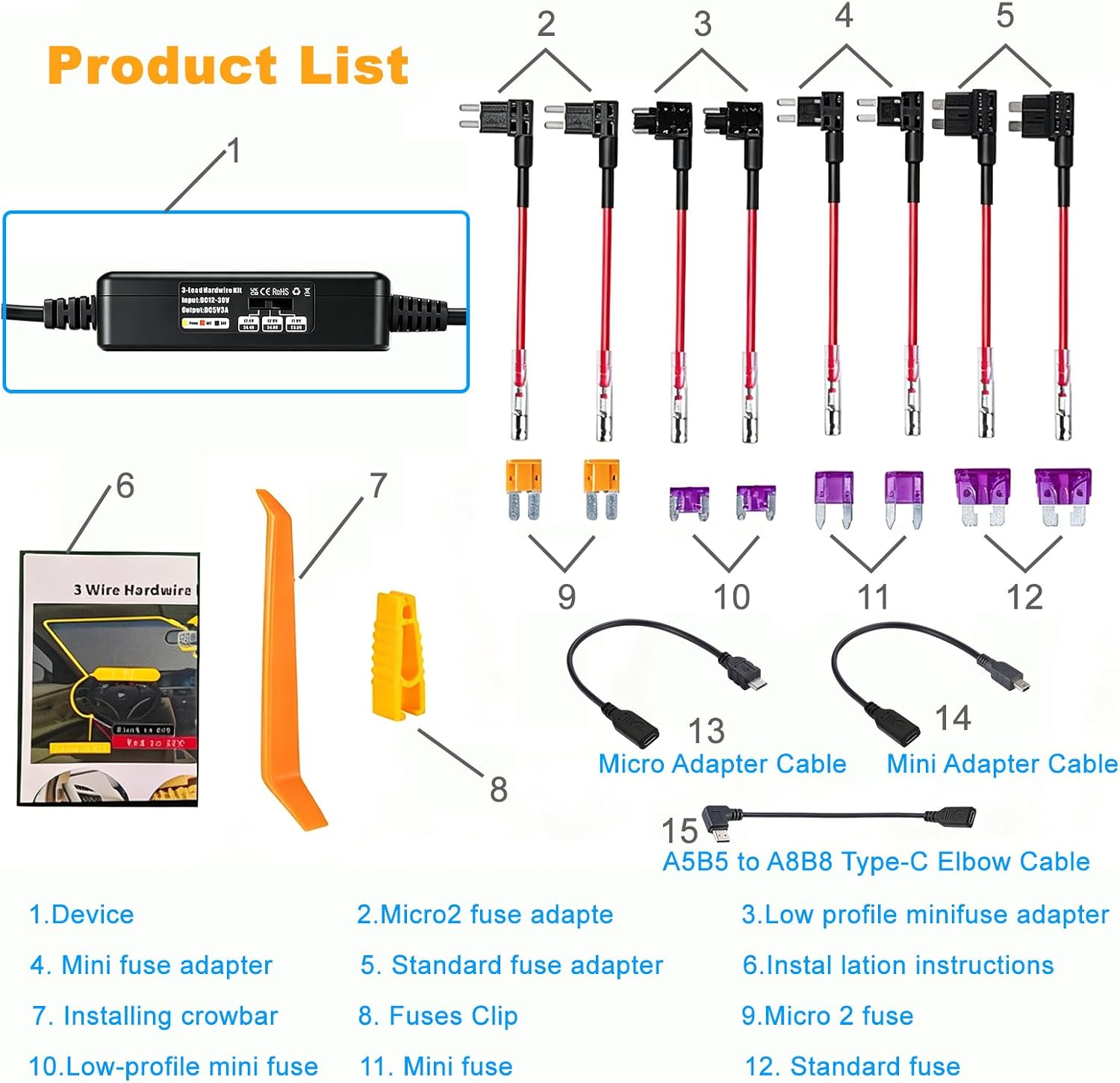 Hardwire Kit Multi-Interface Adaptation Type-C Micro USB Mini USB image 3