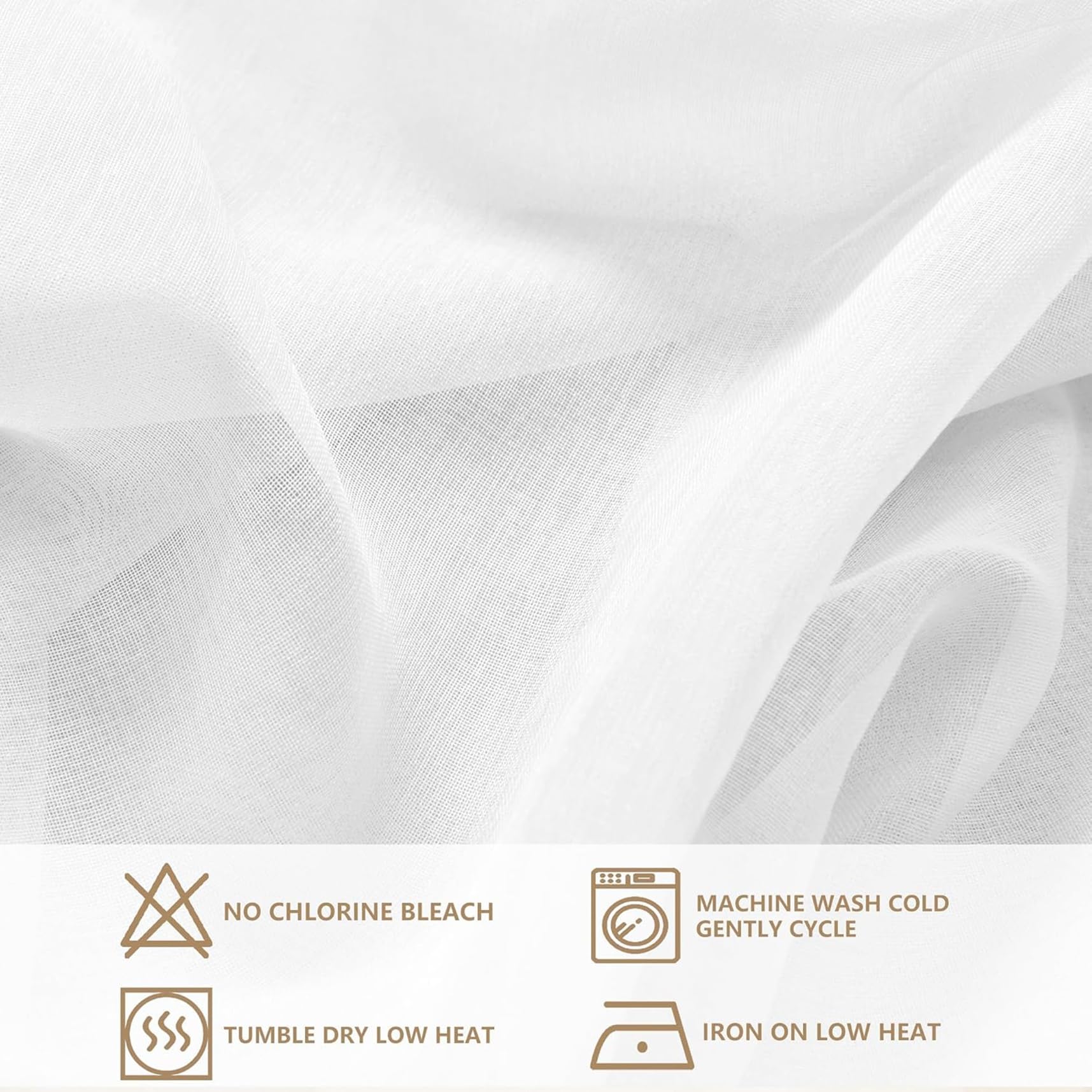 Vorhang Halbtransparent 240 x 240 cm Polyester, Leinen-Optik Transparent Wohnzimmer Luftig Dekoschal Gardinen Stangendurchzug für Schlafzimmer Wohnzimmer Gardine Fenster, Weiß