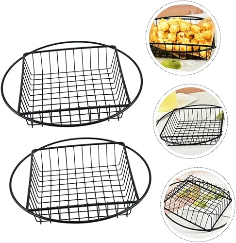 Miniatura 9 de Cesta de pan de metal para patatas fritas, 2 unidades, bandejas de metal para servir colador inoxidable, soporte para patatas fritas, cesta de