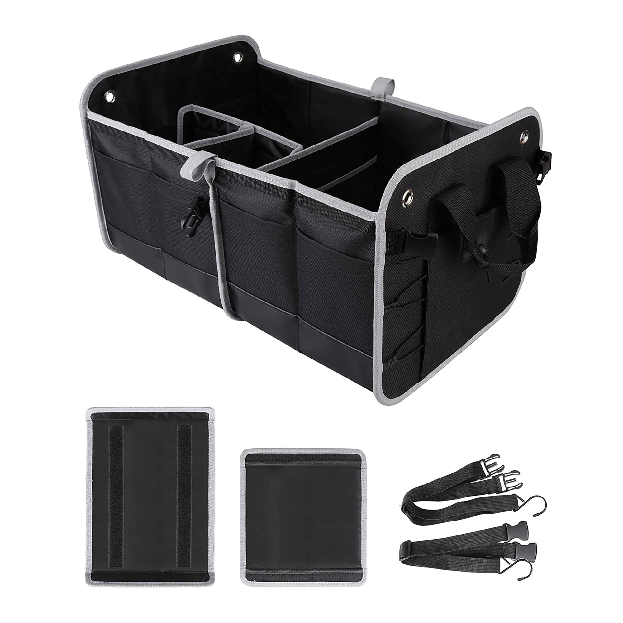 TAHOE TRAILS 23" Foldable Trunk Organizer for Car Storage, Reinfored Base Plates, Non-slip Waterproof Bottom, Securing Straps, 10 External Pockets