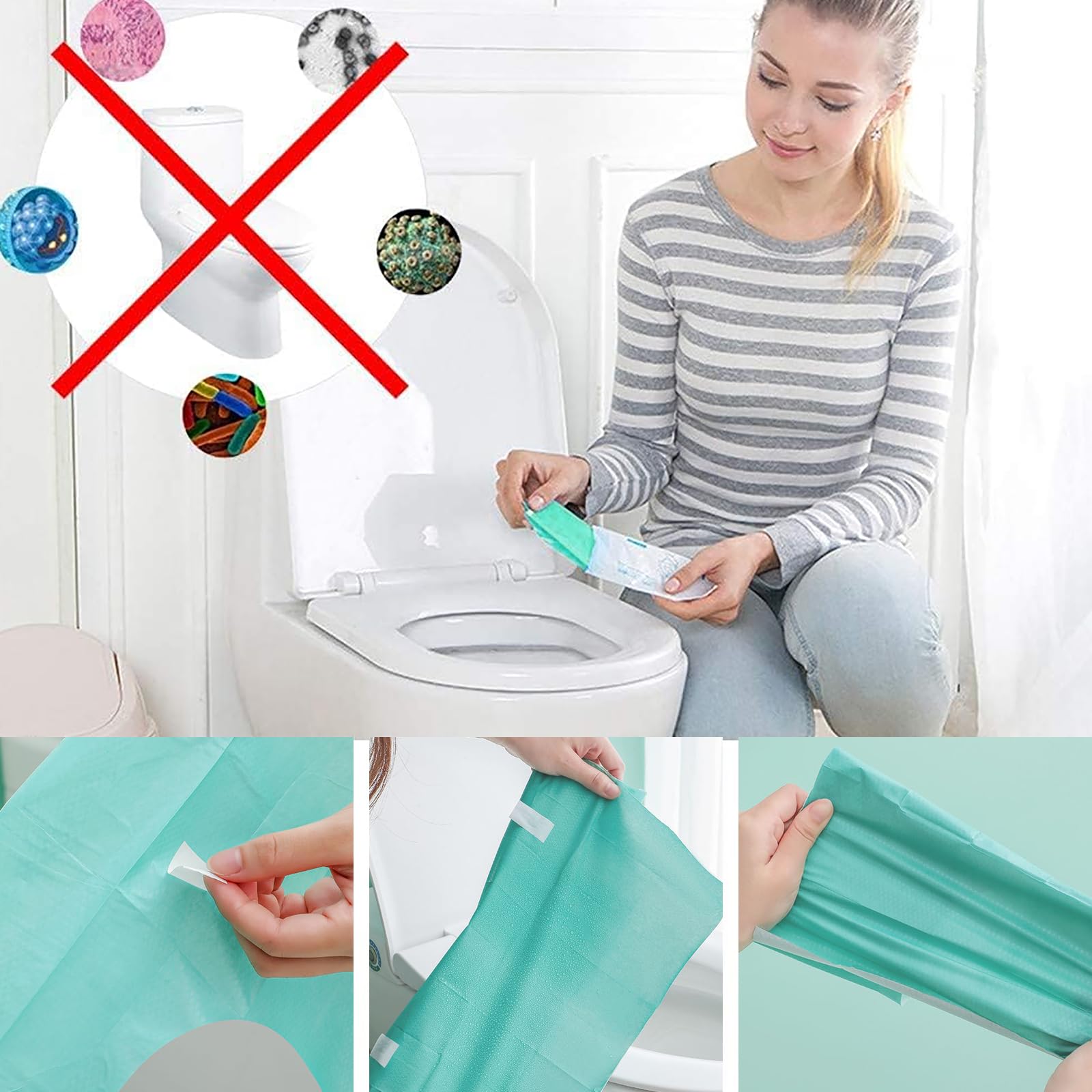 Copri Water WC USA e Getta Set 50 Copriwater Tavoletta WC Tessuto Non Tessuto Igienico