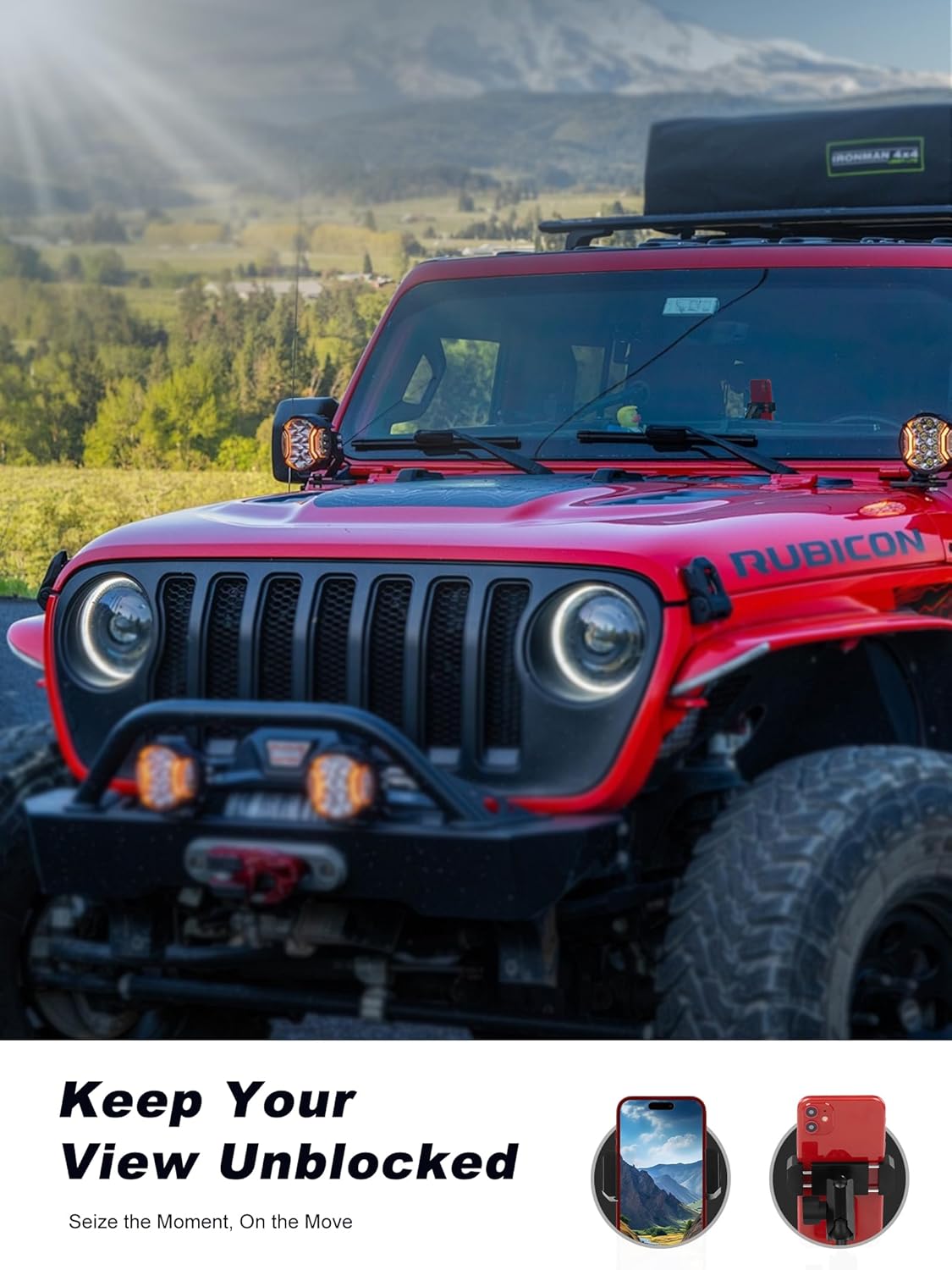 Nilkatss Aluminum Alloy Phone Mount for 2024+ Jeep Wrangler JL/JLU/4XE & Gladiator JT, –360° Adjustable 2024-2025 Wrangler Cell Phone Holder, Fits Secure 4.7"-6.8" Phone Including iPhone/Samsung