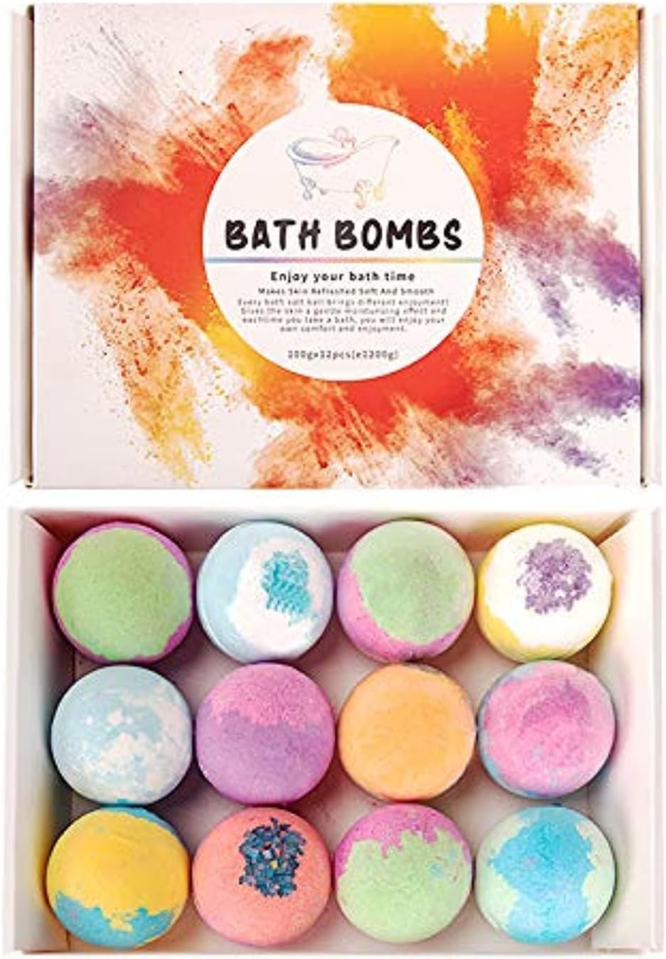 LENDIS Large Bath Bombs 12pcs*100g Gift Set with Rich Bubbles and Colors, Handcrafted Organic Natural Sea Salt Shower Bombs Bubble Bath Spa, Best Holiday Birthday Gifts for Her Girlfriend Wife Mother