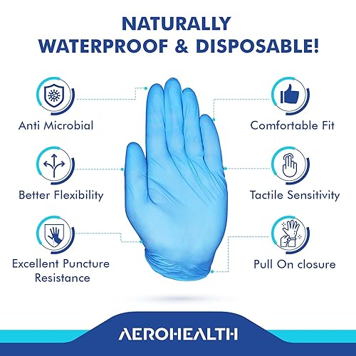 Miniatura 4 de Blue Cleanguard - Guantes de examen médico de nitrilo, 100 unidades, desechables y no estériles para atención médica, manipulación de alimentos y