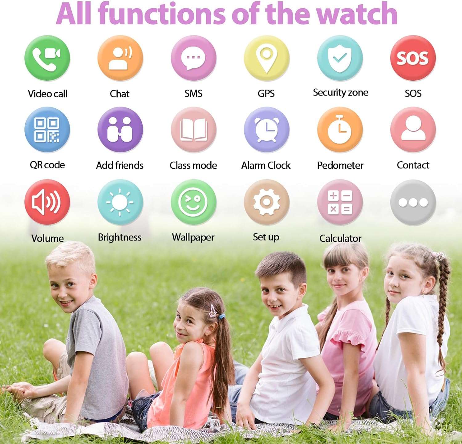 AXYWINBO Kids smart Watches for Girls Boys 4g GPS Call Text-Smart Watch for Kids Game Camera Pedometer Alarm Clock Calculator-Kid Watches for Girls Boys 4-12 Age Gifts Purple