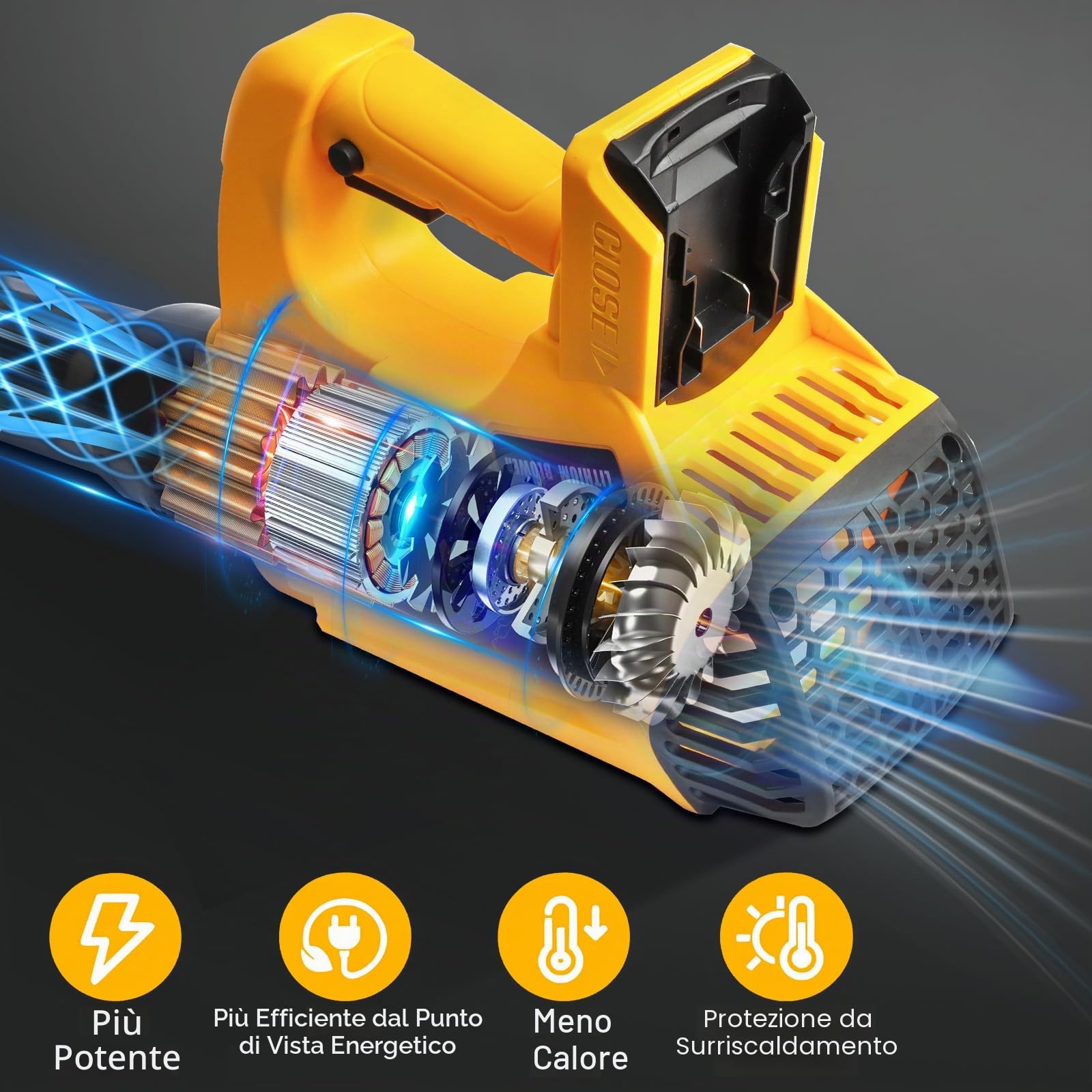 Powarobor Soffiatore per fogliame a batteria DEWALT 18 V XR MAX (20000 giri/min,9 m³/min,6 livelli,funzione di blocco,tracolla senza batteria, ideale per giardino e cortile, foglie autunnali