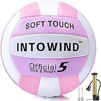 INTOWIND Soft Touch Official Size 5 Volleyball - Durable Indoor Outdoor Beach Volleyballs for Training & Games