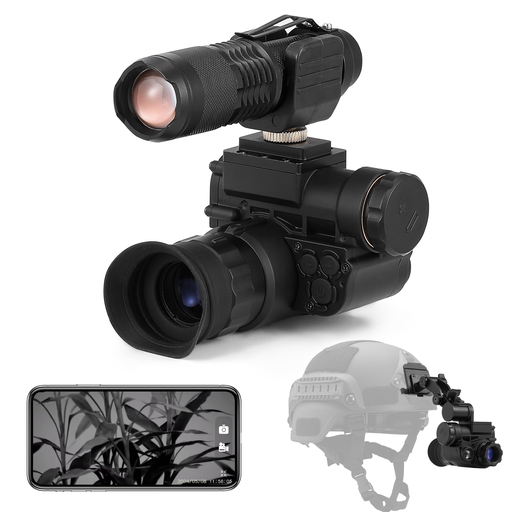 Mxmoonfree Night Vision Goggles with Infrared Light, 1080p Digital Night Vision Monoculars with Helmet Mounting System for Surveillance, Night Hunting, Camping, Wildlife Observation