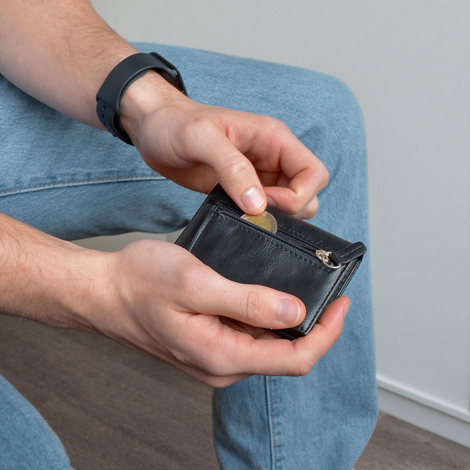 Kartenetui mit Magnetischer Verschluss Classic - Slim Wallet 9 Karten - Münzfach und Scheinfach - RFID Schutz - Portemonnaie - Kreditkartenetui Geldbeutel - Damen Herren - Geldbörse