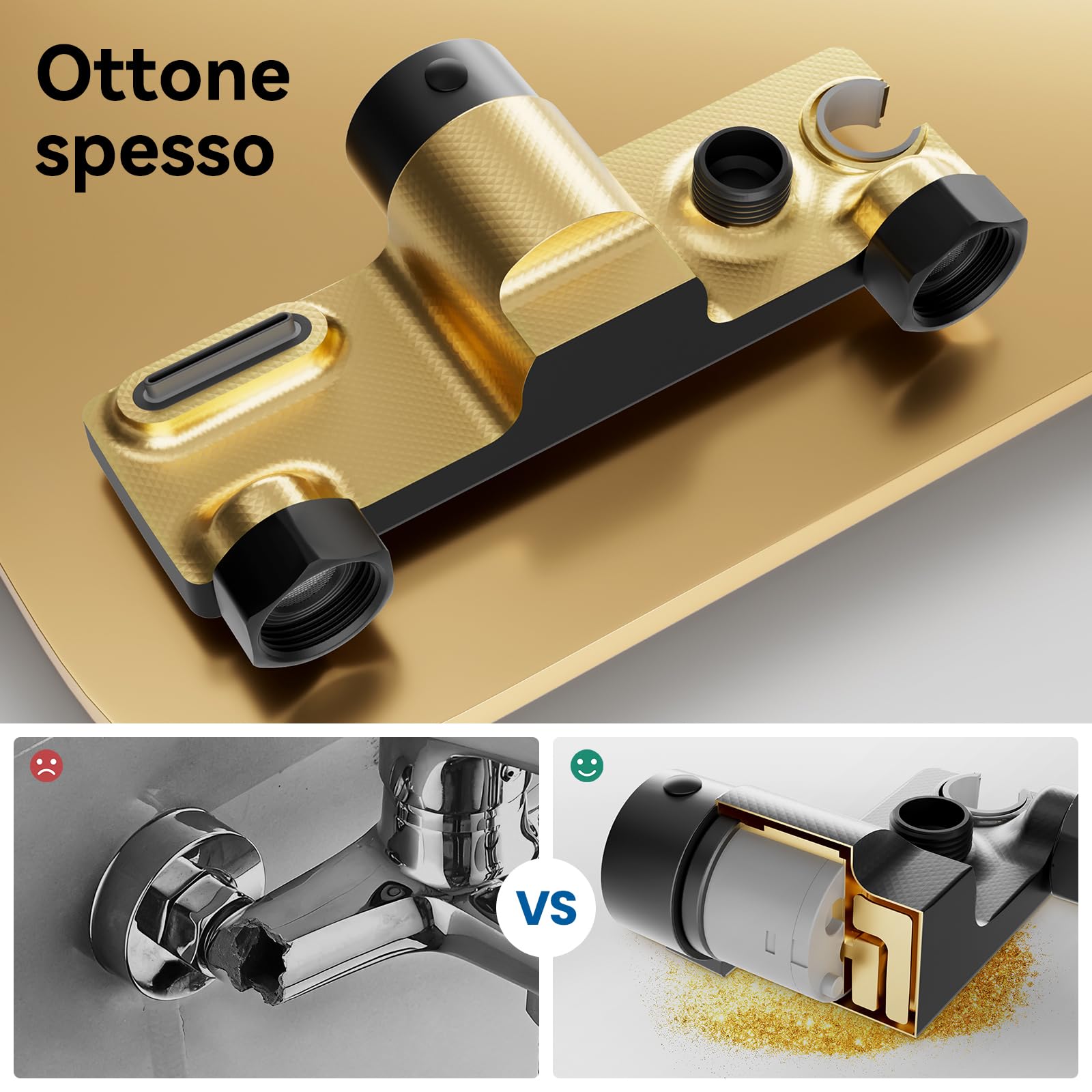 Auralum Rubinetto Vasca da Bagno con Doccetta 5 Geti, Miscelatore Vasca da Bagno a Cascata, Miscelatore Doccia Nero con Tubo Doccia PVC 1,5 m, Rubinetto Doccia con Supporto Soffione Doccia Regolabile