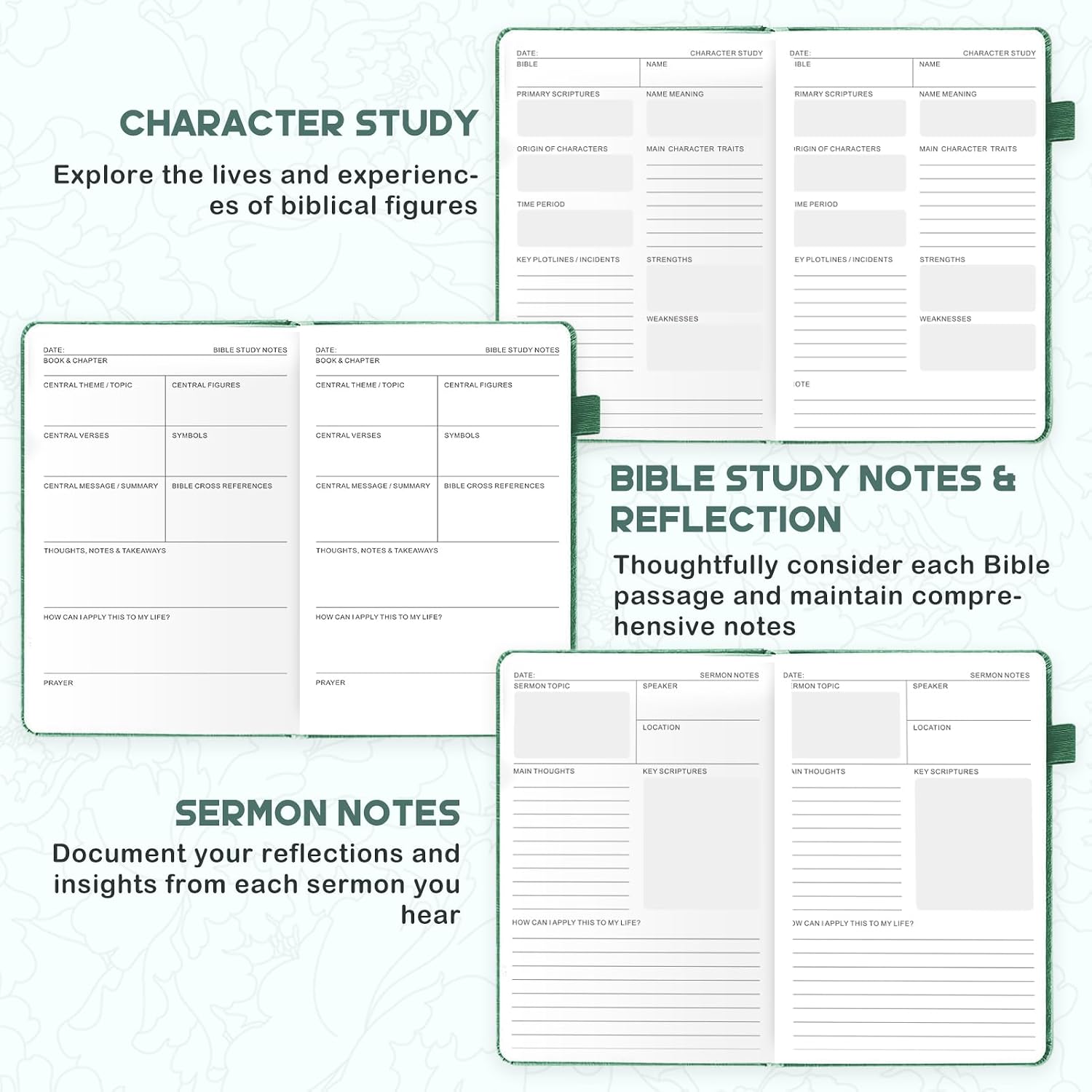 Bible Study Journal & Kit for Women - Christian Notebook with Sermon Notes image 3