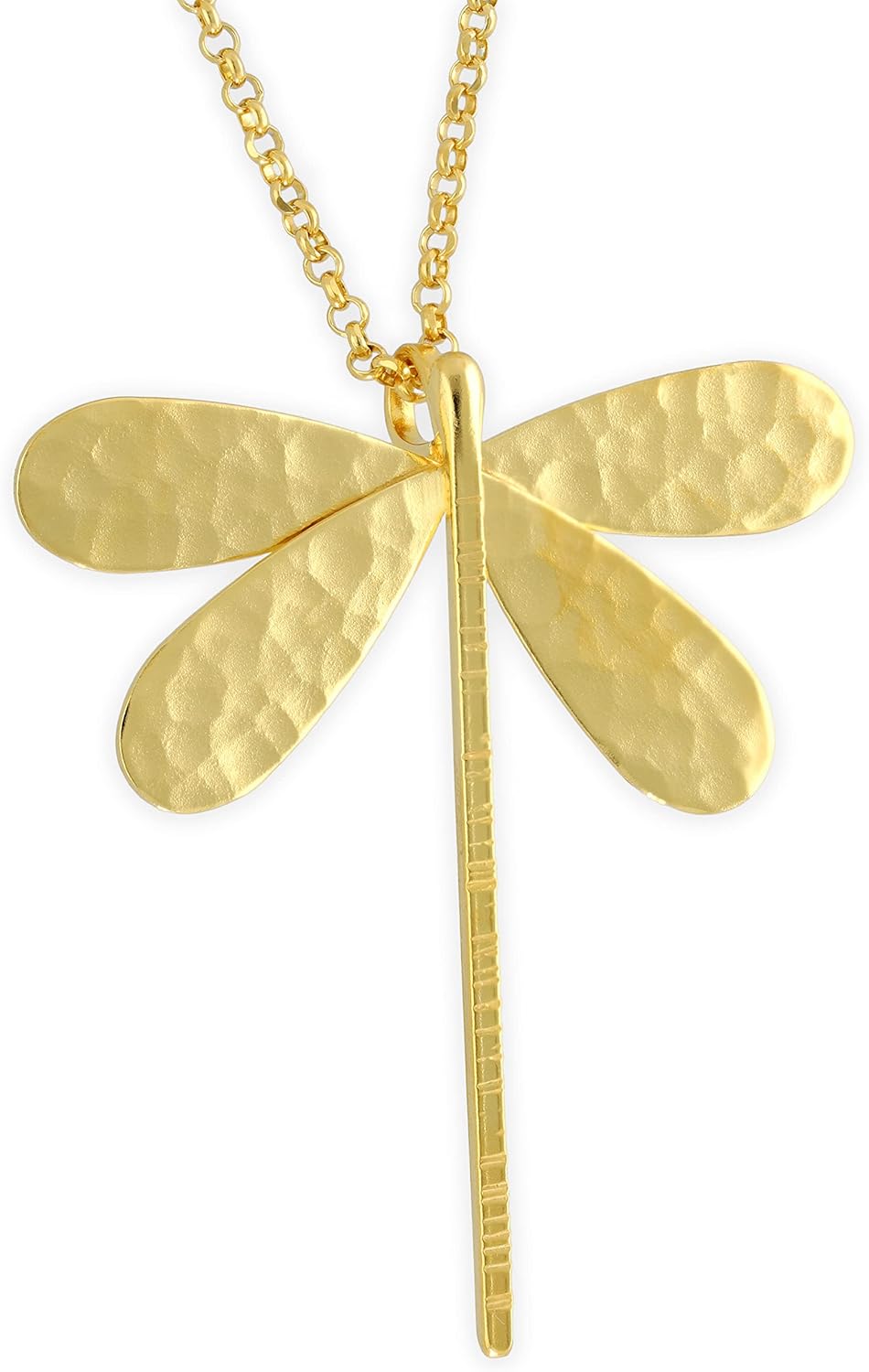 925 Sterling Silver Dragonfly Pendant for Women - Nature-inspired Symbol with Hammered Texture, a Statement Piece Representing Resilience, Handmade by Emmanuela