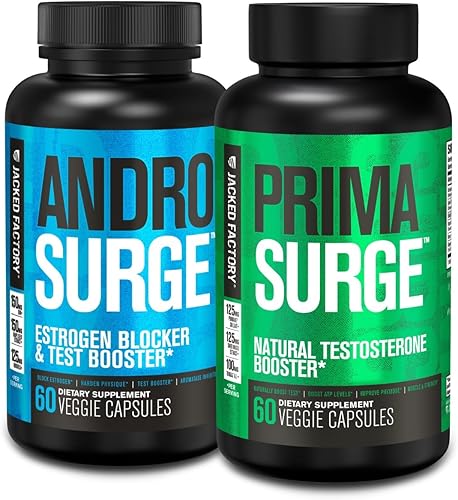 Jacked Factory Potenciador de testosterona para hombres Bloqueador de estrógeno con Tongkat Ali - Androsurge Anti-estrógeno + Primasurge Natural