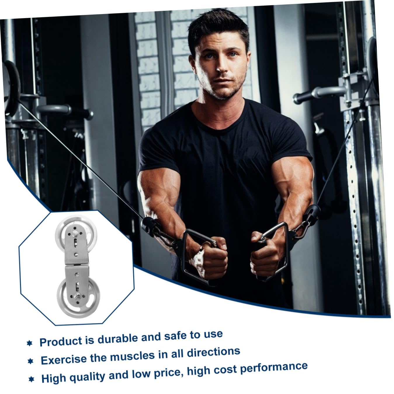 Fitness Seilzug Umlenkrolle aus Edelstahl, Silber, Ersatzteil | Home Gym Einsatz, Leicht zu Montieren, Passend für Drahtseil Aufhängung