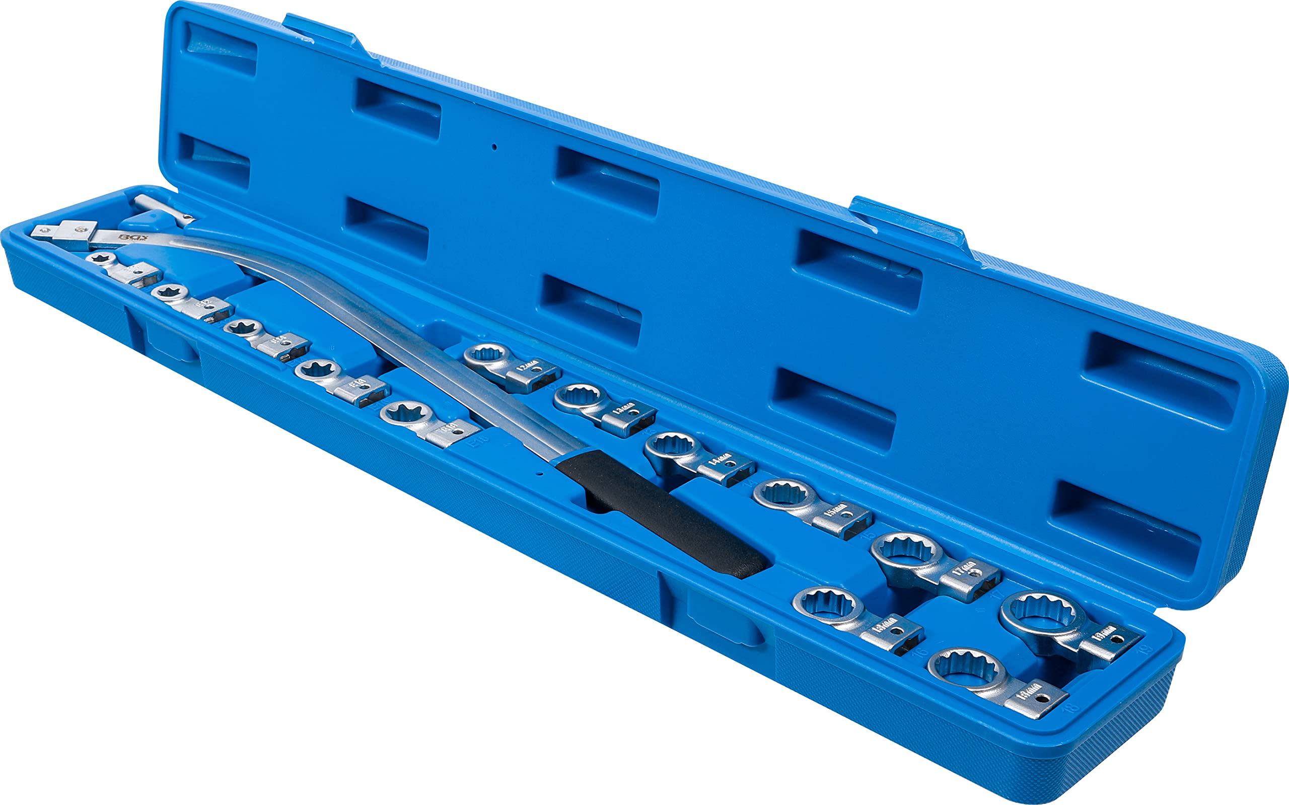 BGS 1312 | Juego de llaves para polea tensora | 12 caras 12 - 19 mm / E-Torx E10 - E18 | 15 piezas