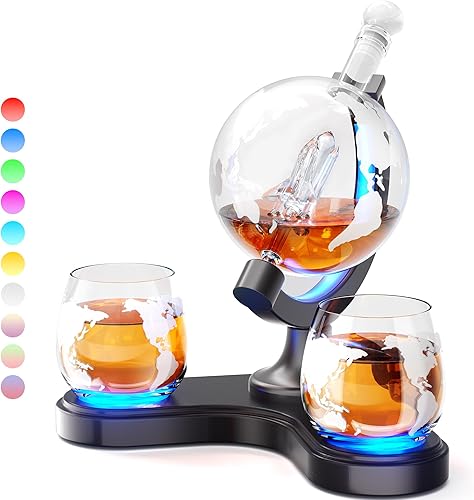 Miniatura 1 de Kollea - Regalos para hombres, papá, juegos de decantadores únicos con globo de whisky con 7 colores RGB, regalo genial de cumpleaños de Navidad