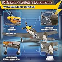 Vista 5 de LEAMBE Avión RC Brushless de 4 Canales P51D Mustang 500mm Avión de Control Remoto de Combate RTF con Giroscopio de 6 Ejes, 3 Modos y Acrobacias