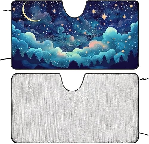 Miniatura 7 de Parasol para parabrisas de automóvil, nebulosa, ajuste universal, protector de visera de cielo nocturno, bloquea los rayos UV, plegable, mantiene tu