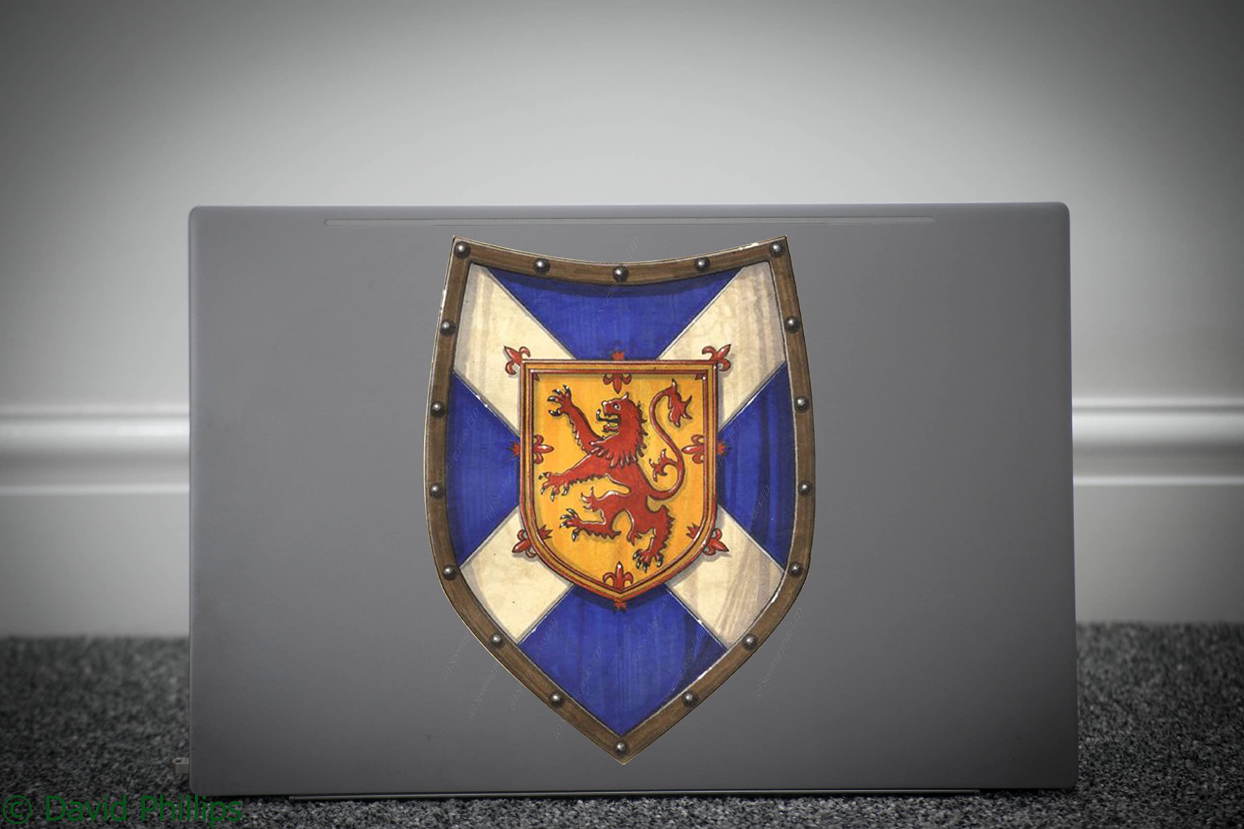 Watershed Designs White Scotland Alba Saltire & Lion Rampant Of Scotland Shield Decal Sticker Vinyl 300Mm