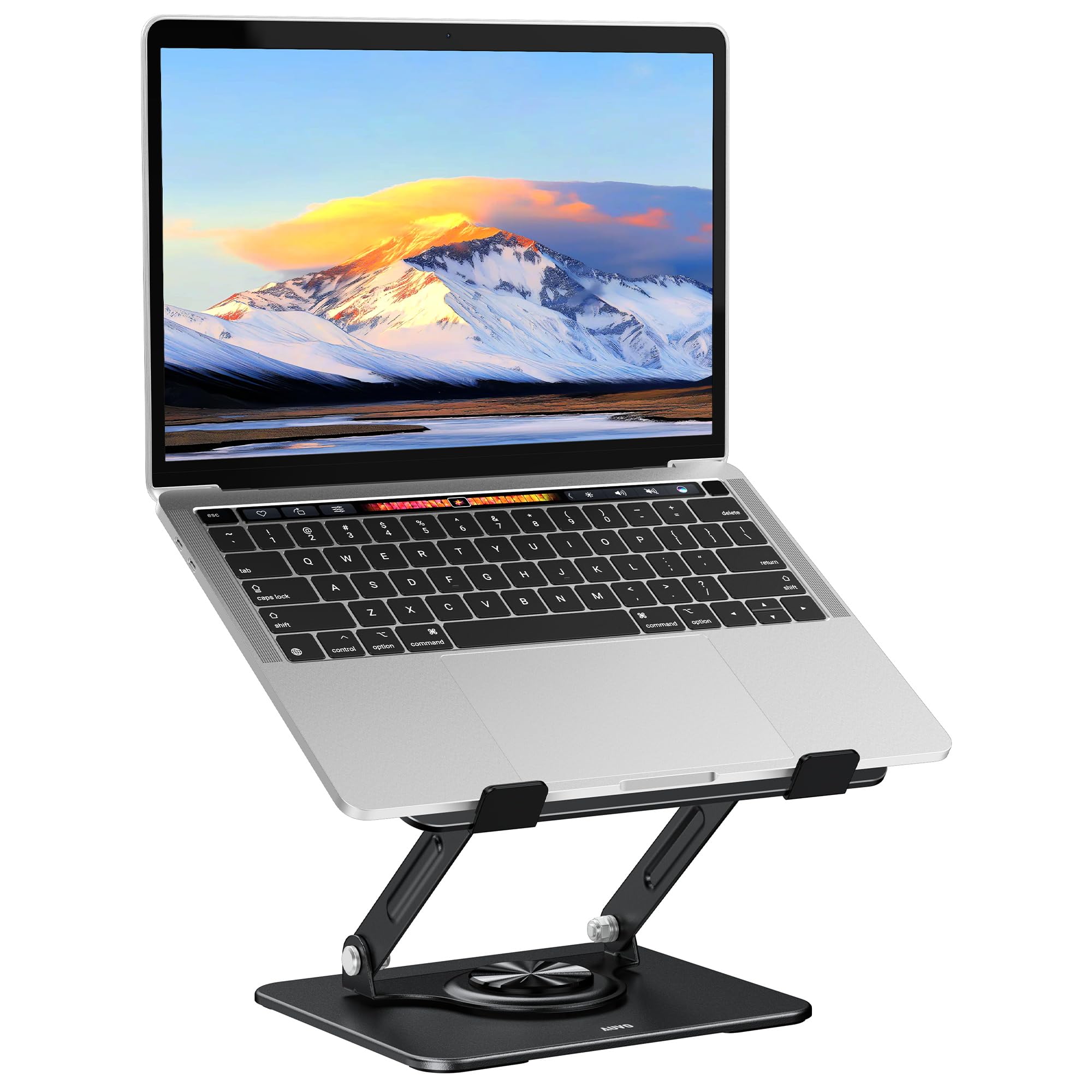 Auvo ALS03 Laptop-Ständer, verstellbarer Computerständer mit 360° drehbarer Basis, ergonomische Laptop-Erhöhung für Schreibtisch, passend für 11-14-Zoll-Laptops, Schwarz