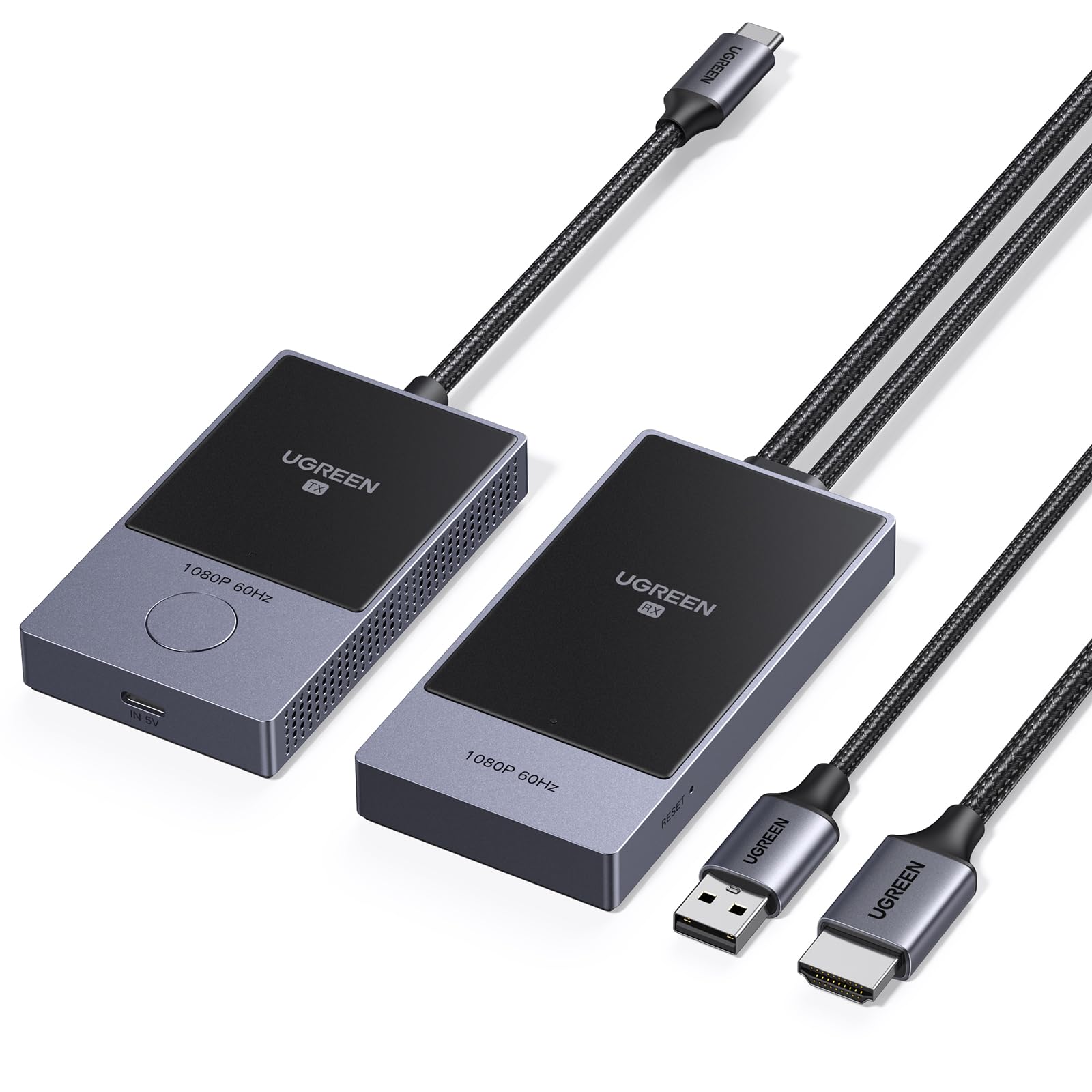 UGREEN Wireless USB C Transmitter und Receiver USB C TX und HDMI RX 1080P@60Hz 5G/WiFi Übertragung 50m/164ft Kompatibel mit Mobiltelefonen/Computern/Laptops/Windows/Mac OS/Linux/MacBook Air