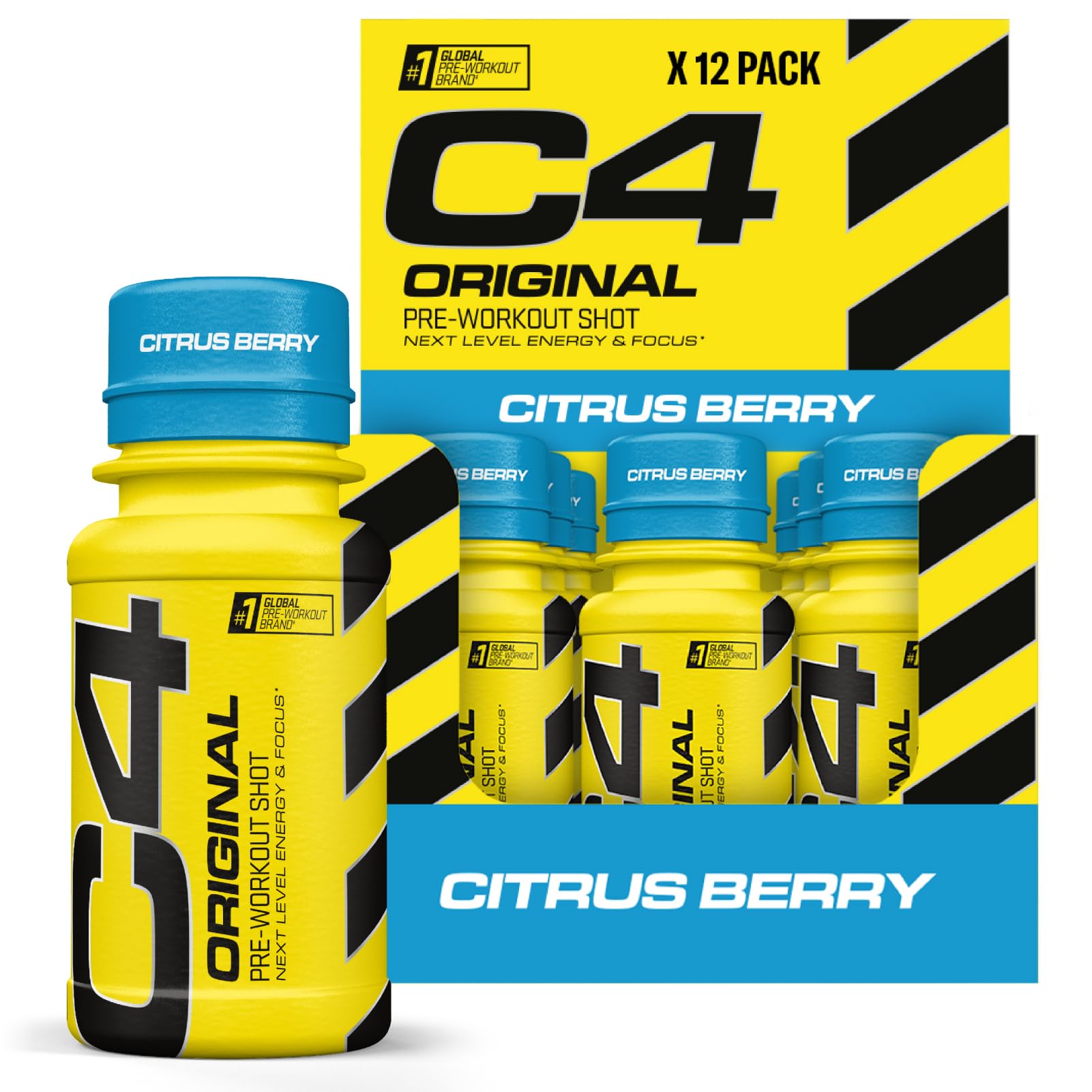 Cellucor C4 Original Pre-Workout Shot, Citrus Berry - 12 X 60 Ml.
