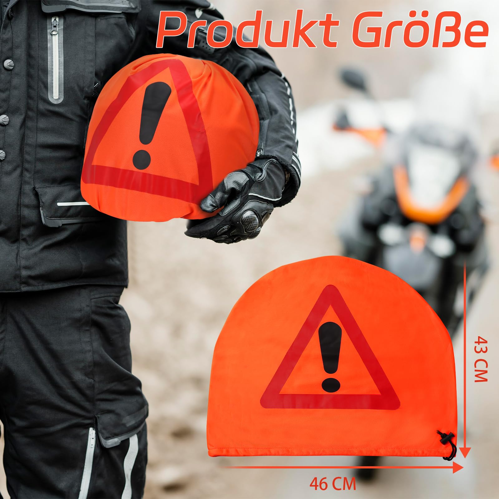 gevarendriehoek, motorhelm, eerstehulp, pechdriehoek, motorfiets, gevarendriehoek, helmhoes, 46 x 43 cm, motorhelm, helmtas voor ongevallenbeveiliging, plaats van ongevallen, gevarenzones, markering