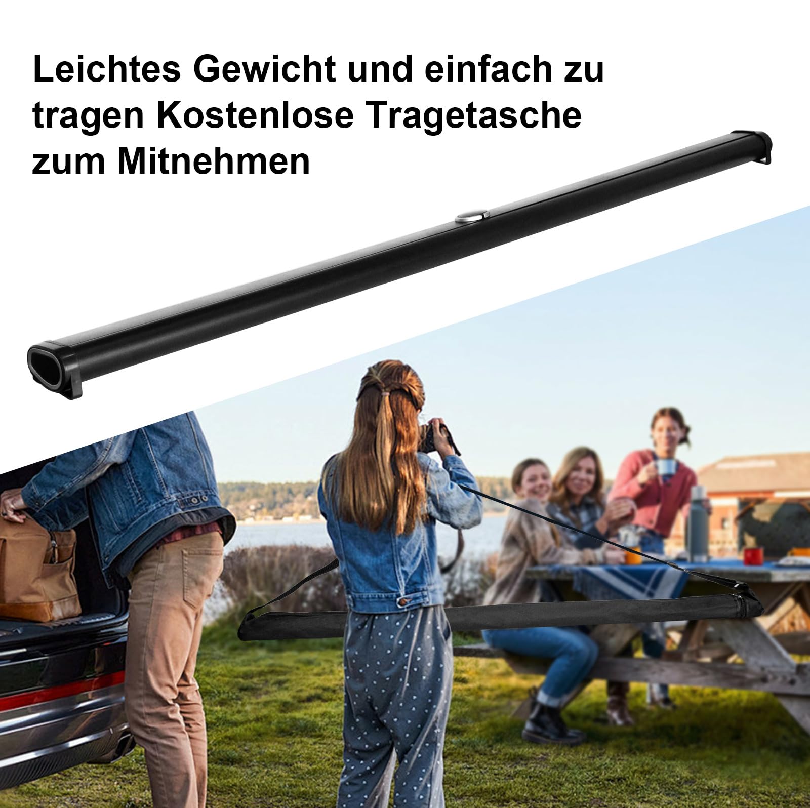 IN&VI Tragbare Leinwand Beamer 40 Zoll,Pull-Up Beamer Leinwand mit Ständer für Camping,Heimkino,Schule,Treffen