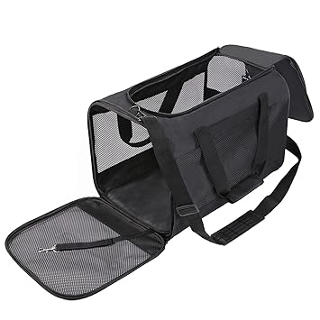 Cat Carriers Pet Travel Carrier Bag for Kitten Dog Puppies Folding Soft-Sided Mesh Panels Carrying Weights Up to 10kg Padded Cross-Body Strap and Handles for Transporting Furry Friends with Ease