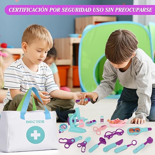 Miniatura 4 de Kit médico para niños y niños pequeños  30 piezas de juguetes médicos de juego de roles  juguete de simulación de doctor  juego de Dr. con bolsa de