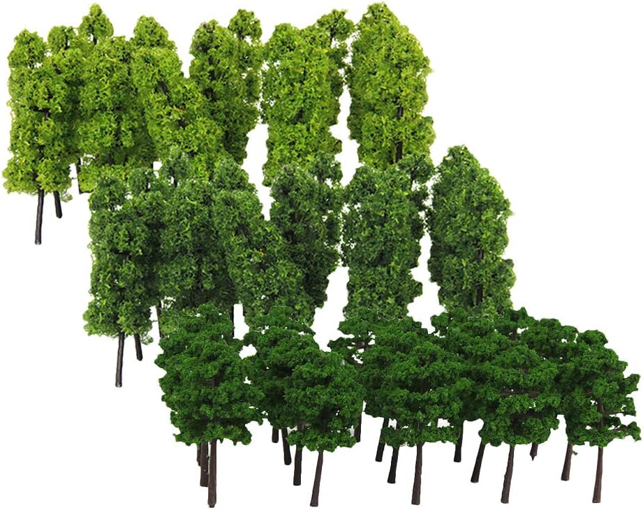 F Fityle 60pcs Plastic Trees 1: 200 Scale Landscape Plants Table Model