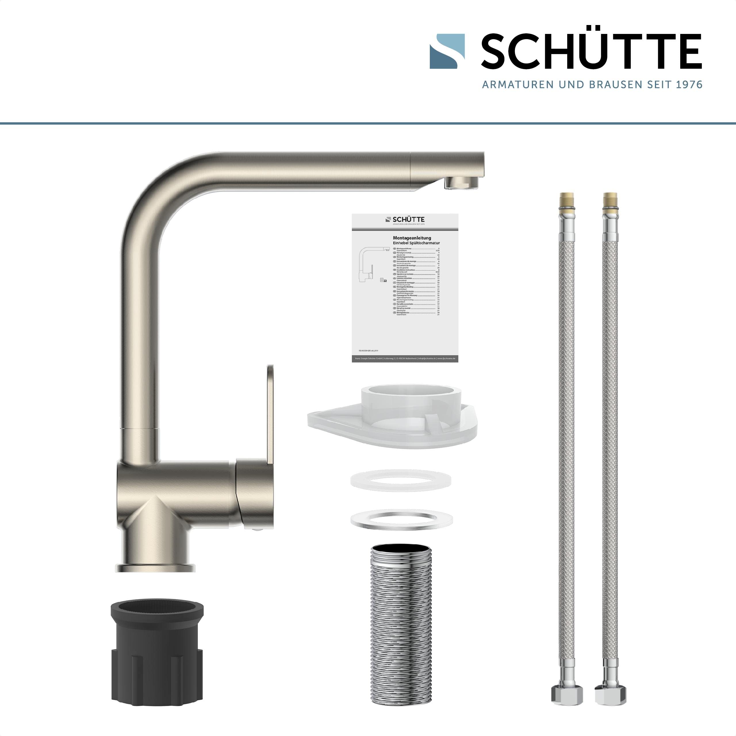 SCHÜTTE 79826 RIO 360° schwenkbare Küchenarmatur | Spültisch Armatur mit hohem Auslauf Küche, Einhebelmischer Doppelspüle Mischbatterie für die Spüle, Wasserhahn Edelstahloptik