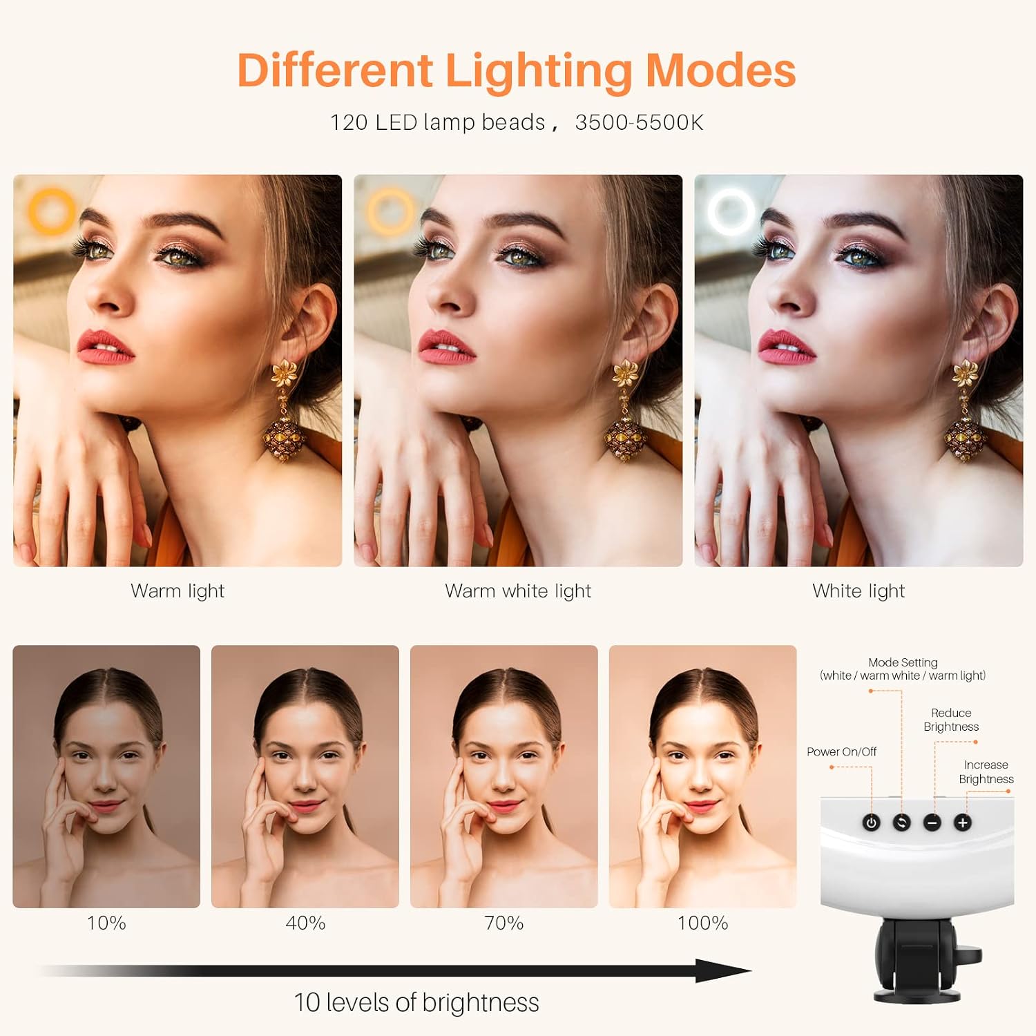 Portable Travel Selfie Ring Light - 10.2" Foldable & Extendable LED Desk Ring Light with Tripod Stand & Phone Holder, Circle Light Ring for Phone for Photography, Live Streaming, Photo, Zoom Meetings