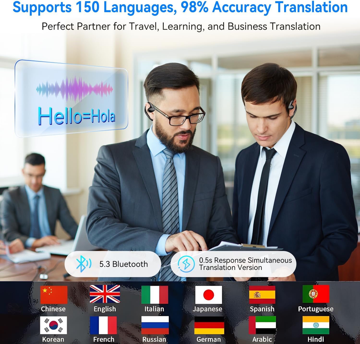 Ai Language Translation Earbuds Real Time 2025,150 Languages Two-Way Instant Voice Language Translator,Wireless Bluetooth Headphones,Text/Photo Translation Device with APP for iOS &Android-Black - Image 5