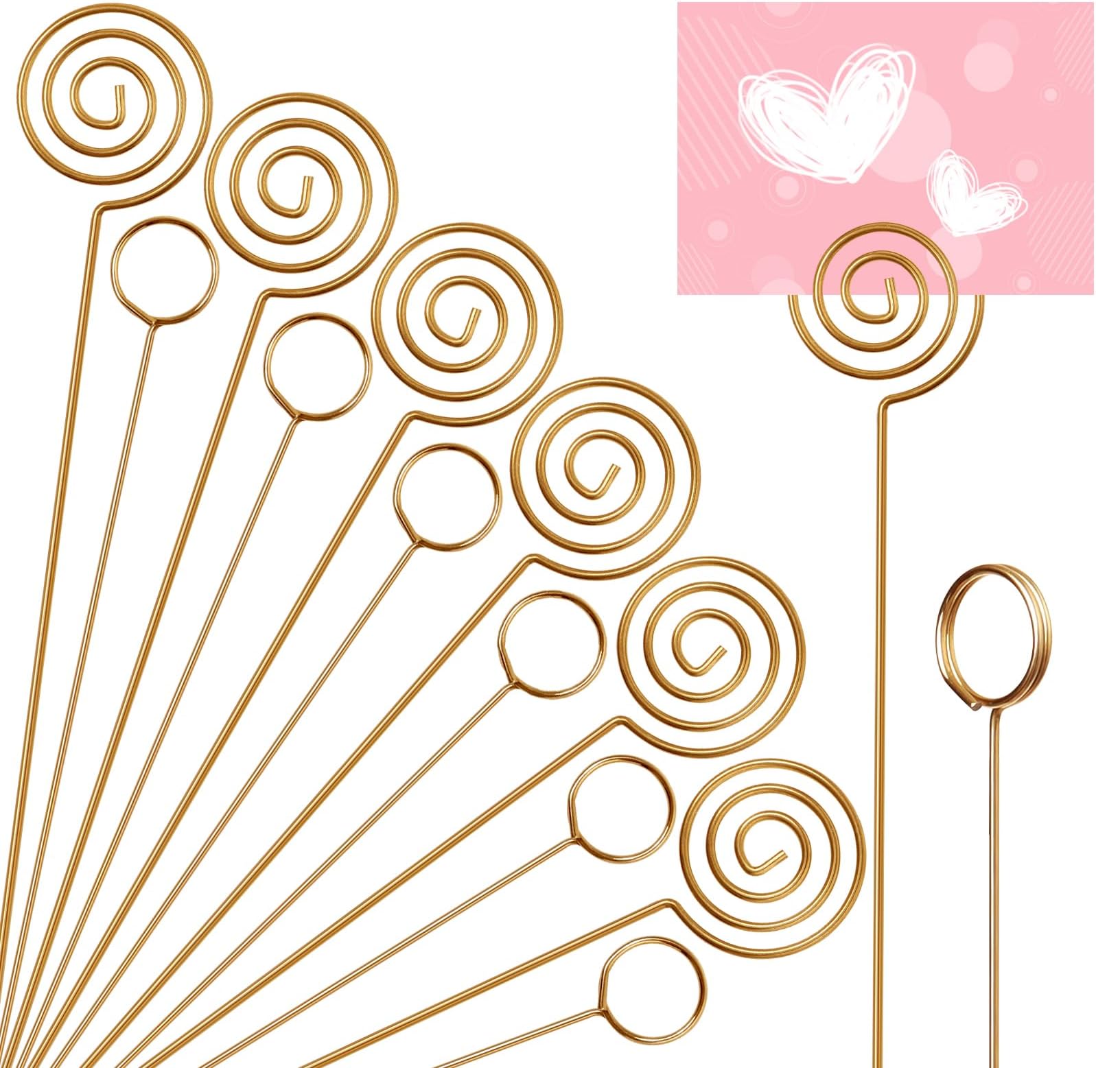 popokk 40 Pieces Metal Wire Floral Place Card Holder,Round